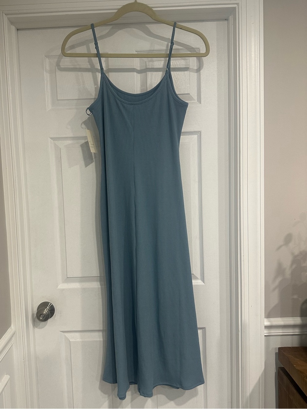 a new day Ribbed Slip Midi Dress in Dusty Blue Size L
